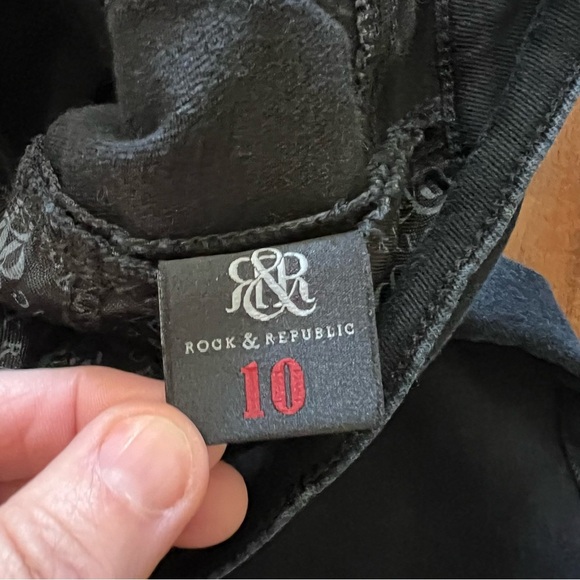 Rock & Republic Kasandra Black Embellished Bootcut Jeans size 10 M - Picture 8 of 14